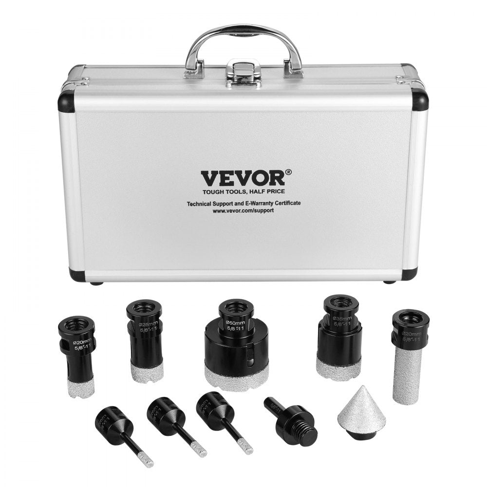 VEVOR Diamond Core Drill Bit Set, 7 PCS 6/6/6/20/25/35/50mm Diamond Hole Saw Kit, with Finger Milling Bit Cone Bit Saw Blade and  Storage Case for Dry and Wet, Diamond Drill Bits for Tile Ceramic