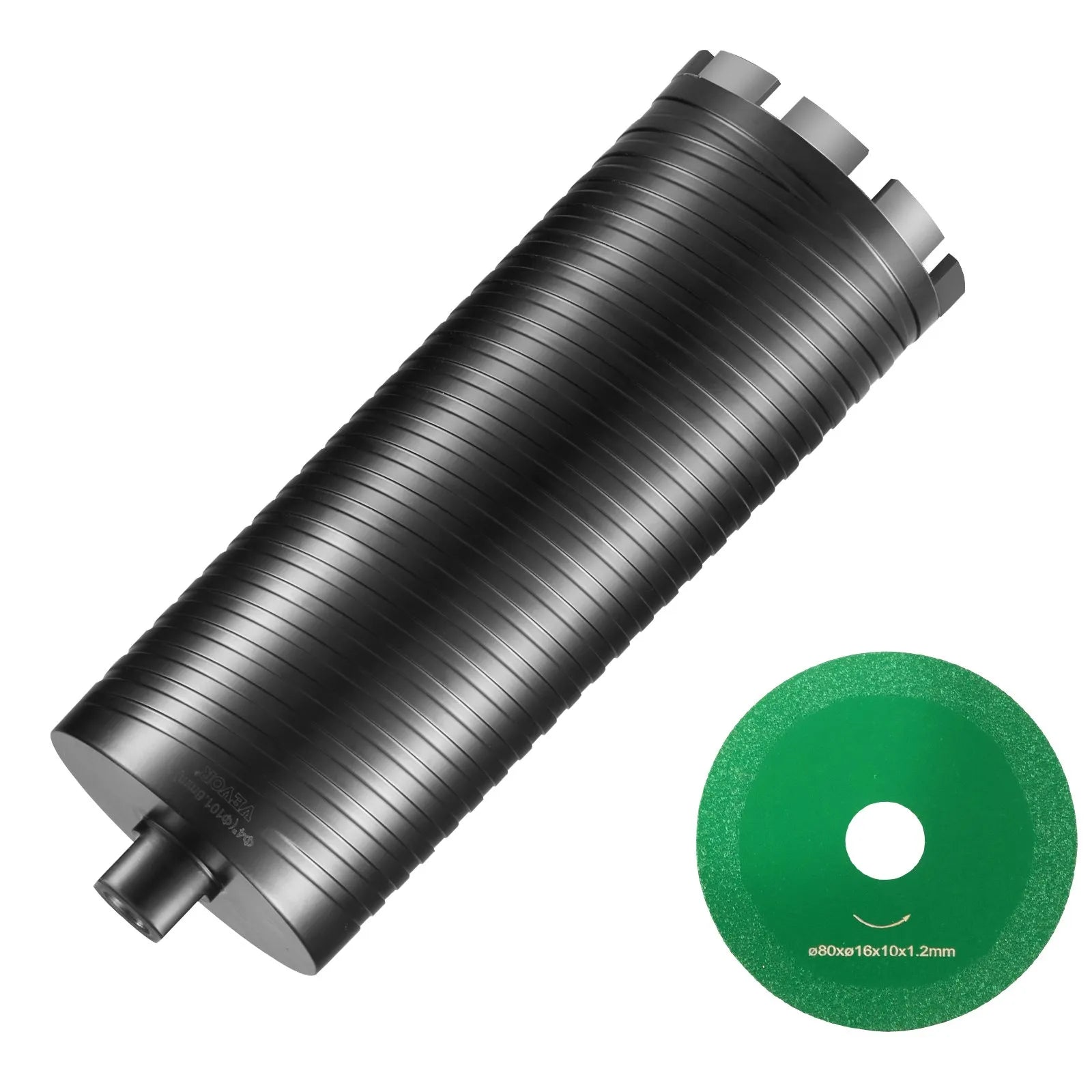 VEVOR Core Drill Bit, 4" Wet/Dry Diamond Core Drill Bits for Brick and Block, Concrete Core Drill Bit with Pilot Bit Adapter and Saw Blade, 9.5" Drilling Depth, 5/8"-11 Inner Thread, Laser Welding