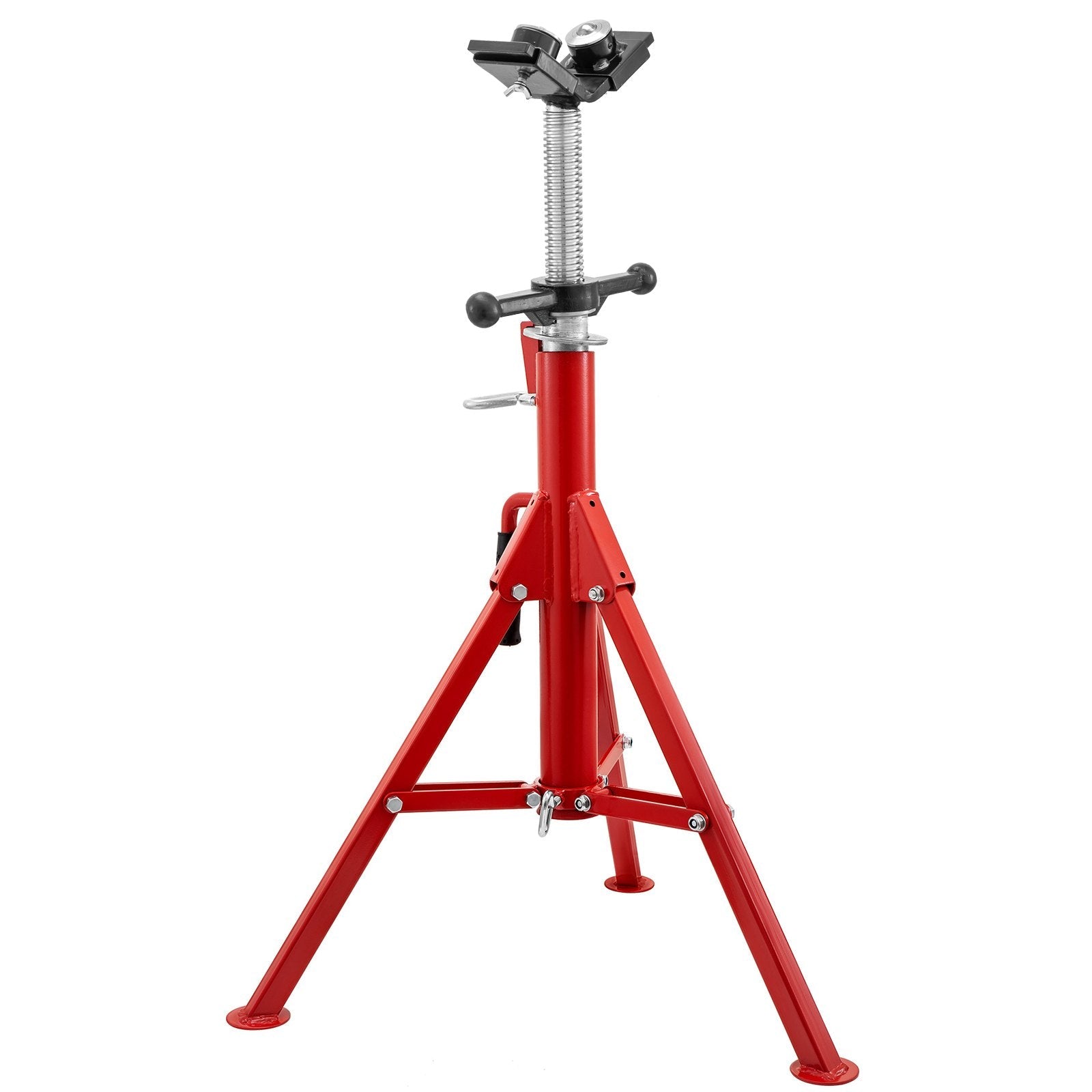VEVOR Pipe Jack Stand with 2-Ball Transfer V-Head 6mm Thickness and Folding Legs 1300LB Welding Pipe Stand Adjustable Height 28-52IN 1107S-type Pipe Jacks for Welding