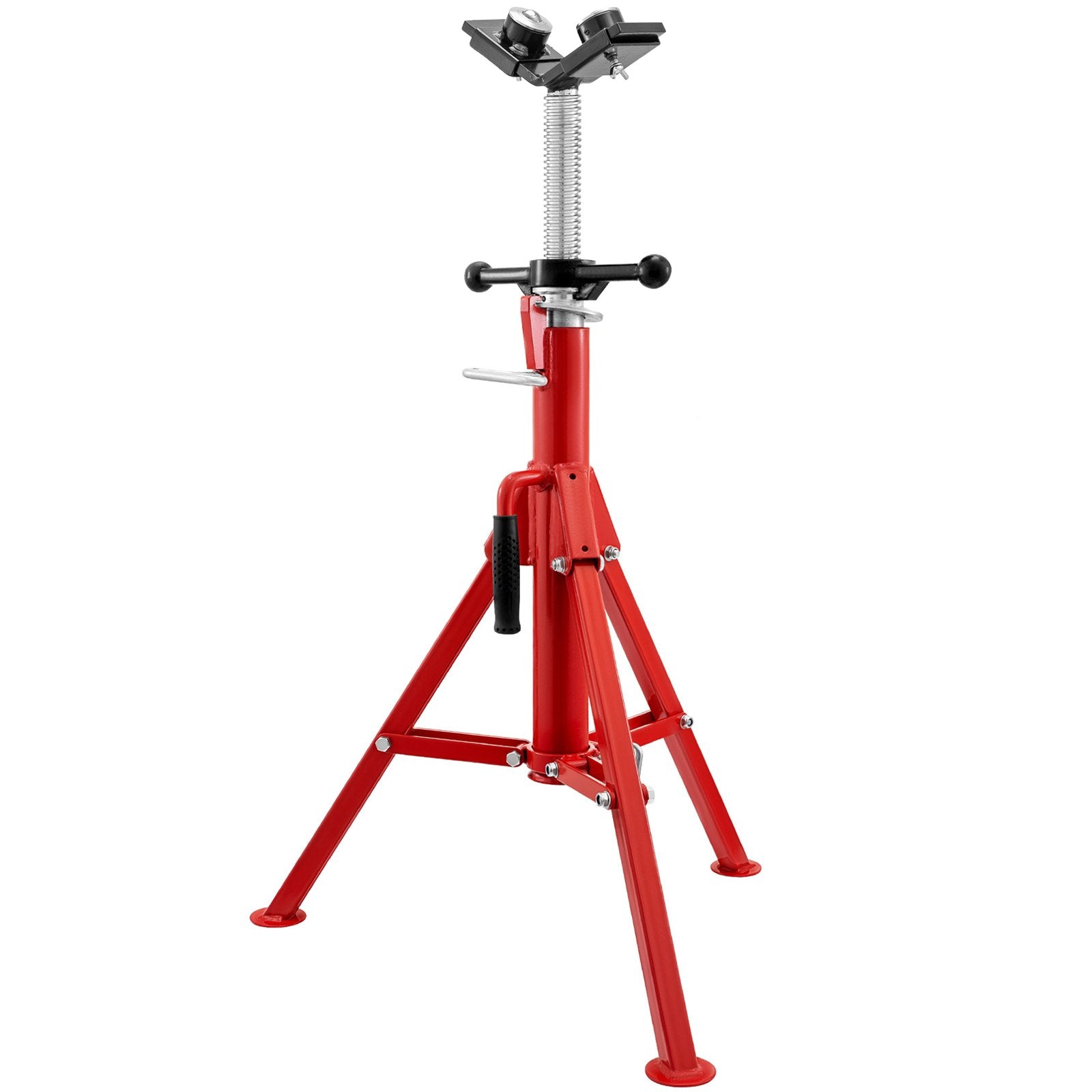 VEVOR Pipe Jack Stand with 2-Ball Transfer V-Head 6mm Thickness and Folding Legs 1300LB Welding Pipe Stand Adjustable Height 28-52IN 1107S-type Pipe Jacks for Welding