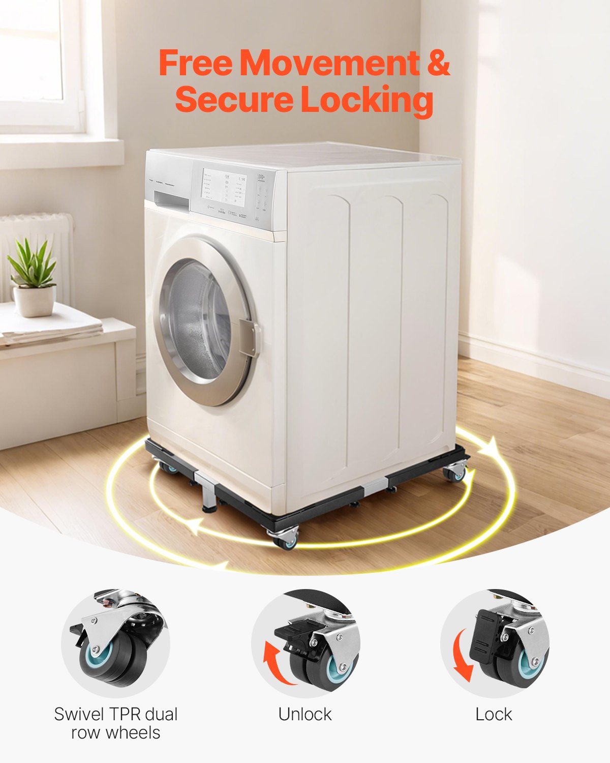 VEVOR Fridge Stand Mobile Base 1200 lbs 23 -36.6 Inch Adjustable Furniture Dolly