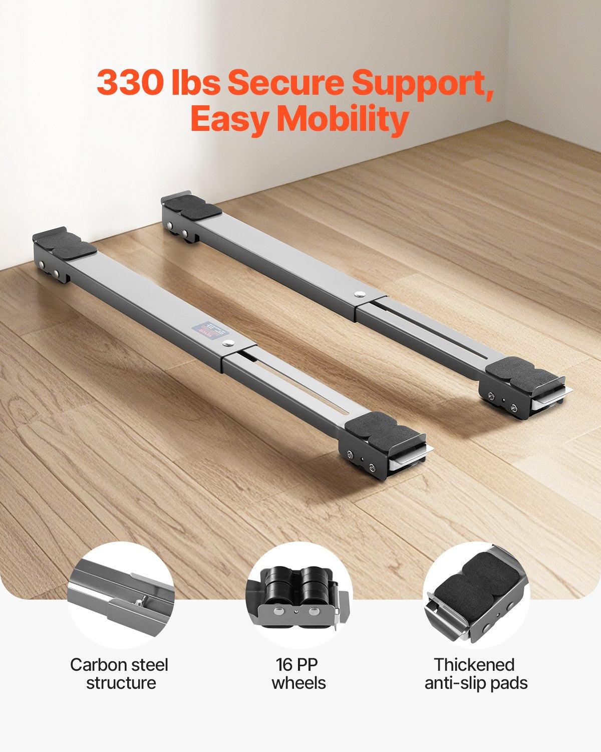 VEVOR Furniture Dolly Mobile Roller 330 lbs Load Extendable Appliance Rollers