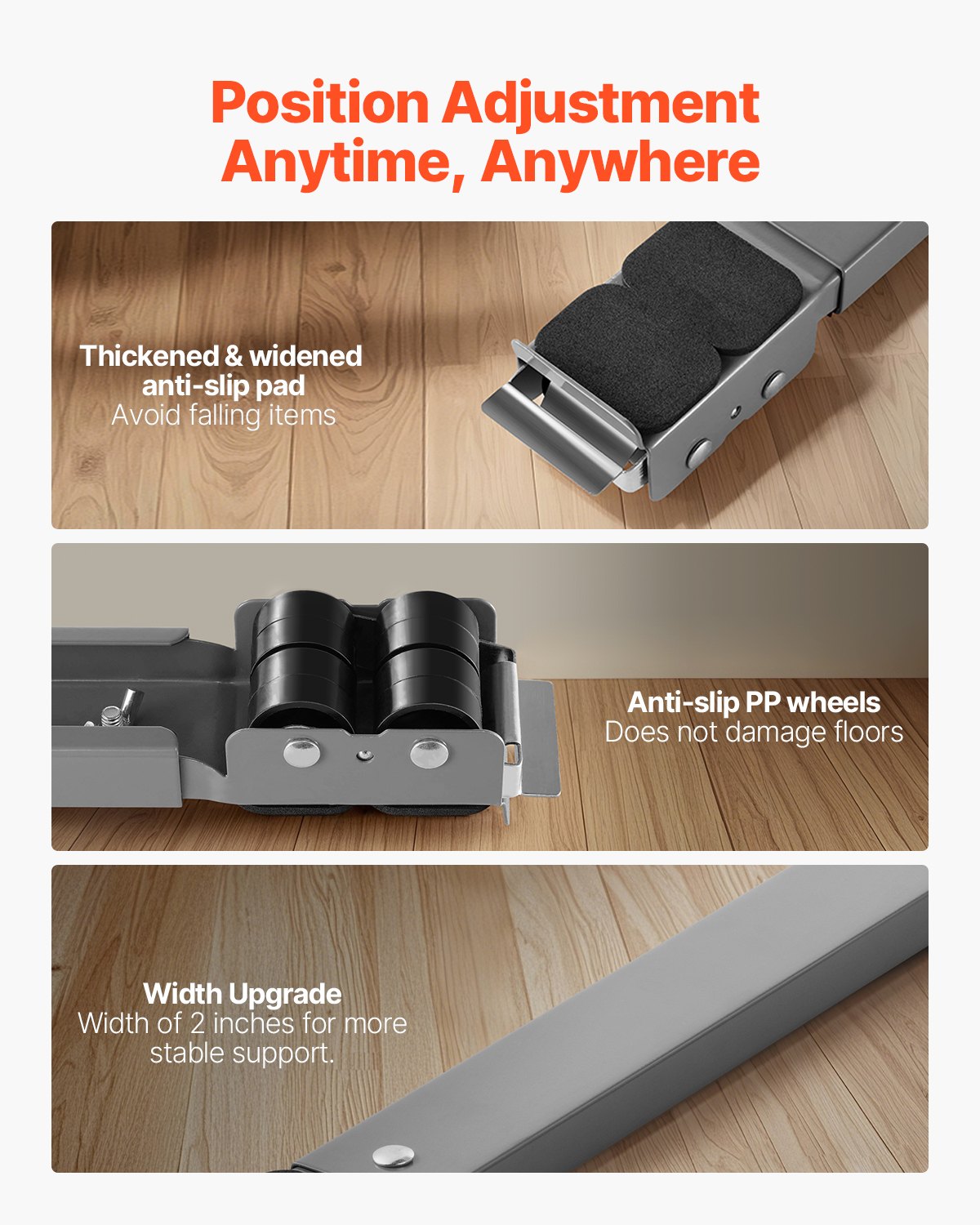 VEVOR Furniture Dolly Mobile Roller 330 lbs Load Extendable Appliance Rollers