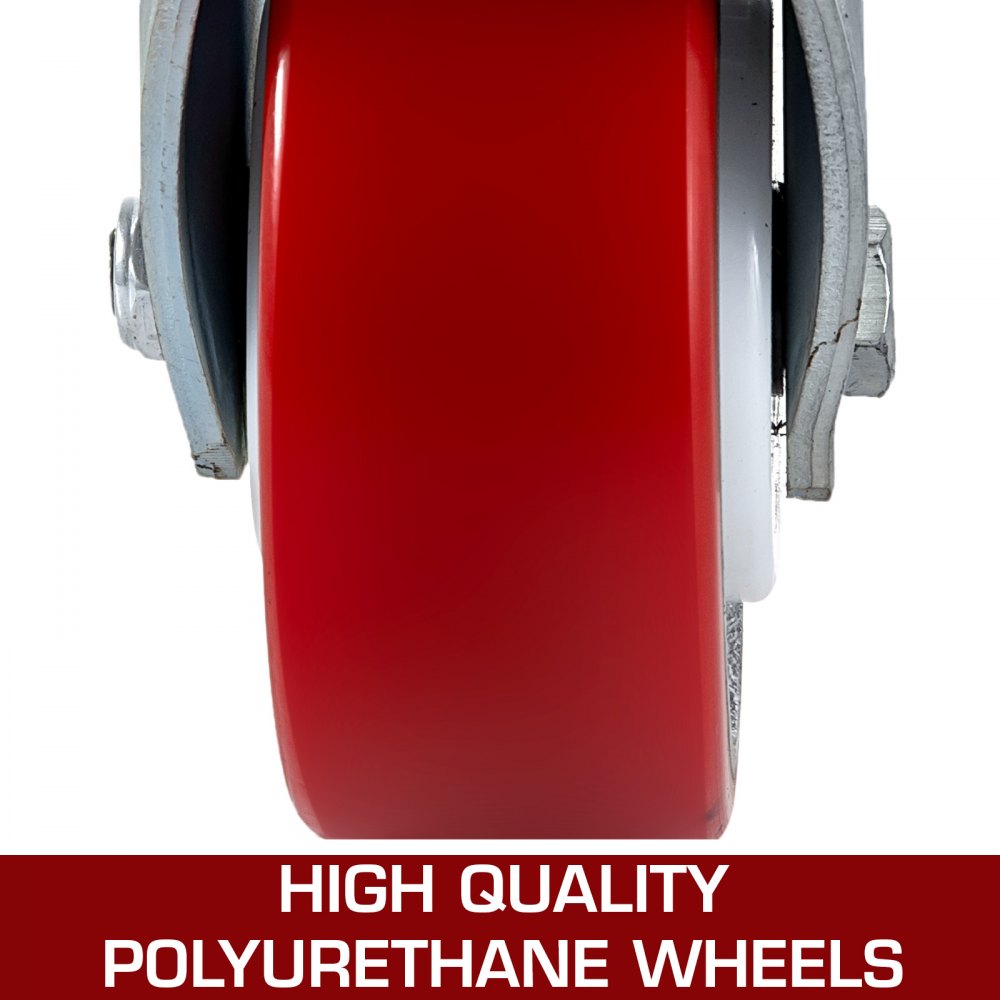 Vevor 4 Pack Swivel Caster Polyurethane 6" X 2" On Steel Wheel 2 Brake 2 Rigid