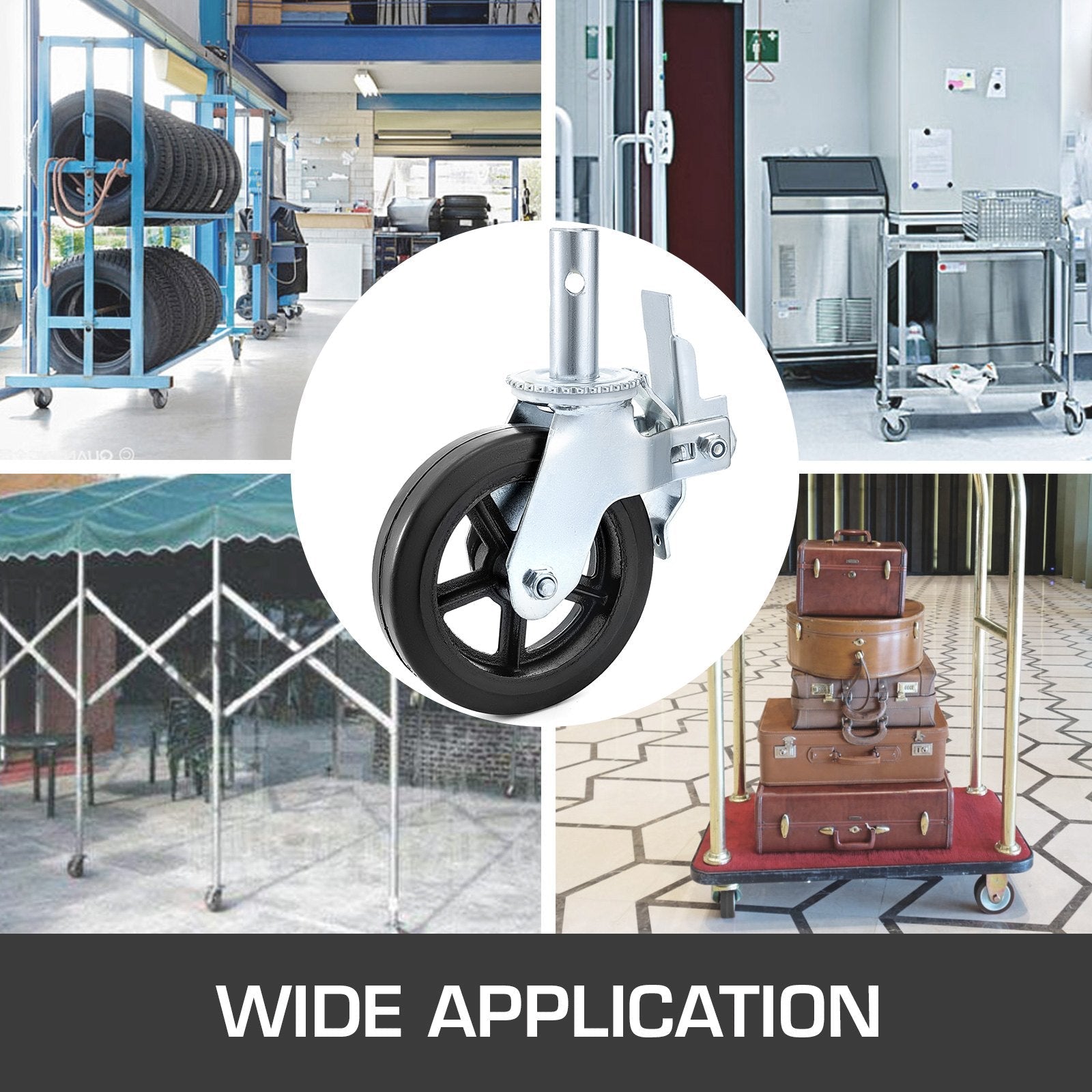 VEVOR 4 Pack 8 Inch Iron Core Polyurethane Swivel Caster with Dual Locking Brake Adjustable Legs 1100LBS Capacity per Wheel