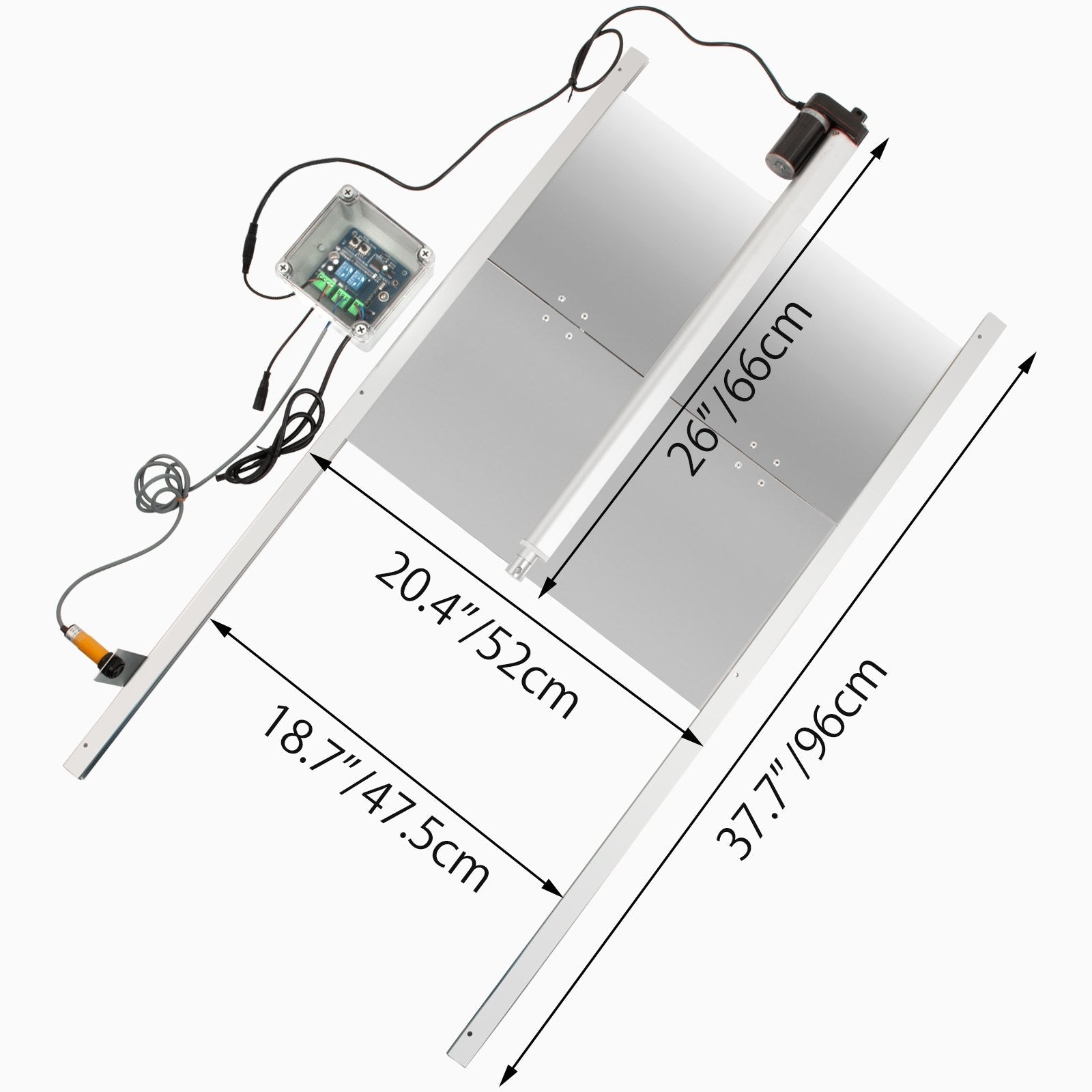 VEVOR Automatic Door Kits, 20.4"x37.7", with Light Sensor Electric Poultry Coop Opening Motor, with Infrared Induction to Avoid Chicken, Duck, Goose from Crushed, Silver