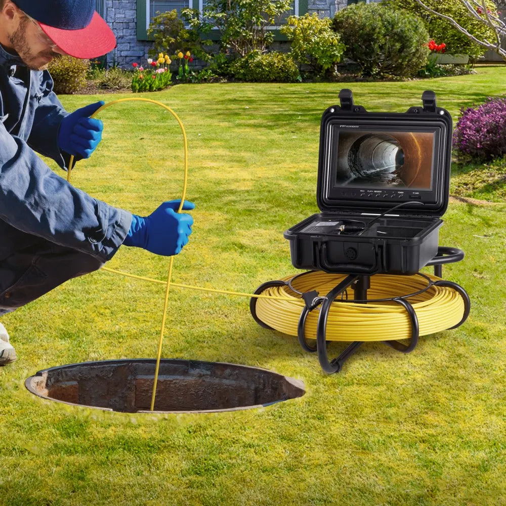VEVOR Sewer Camera, 300 ft/91.5 m, 9" Screen Pipeline Inspection Camera with DVR Function, Waterproof IP68 Camera w/12 Adjustable LEDs, w/a 16G SD Card, for Sewer Line, Home, Duct Drain Pipe Plumbing