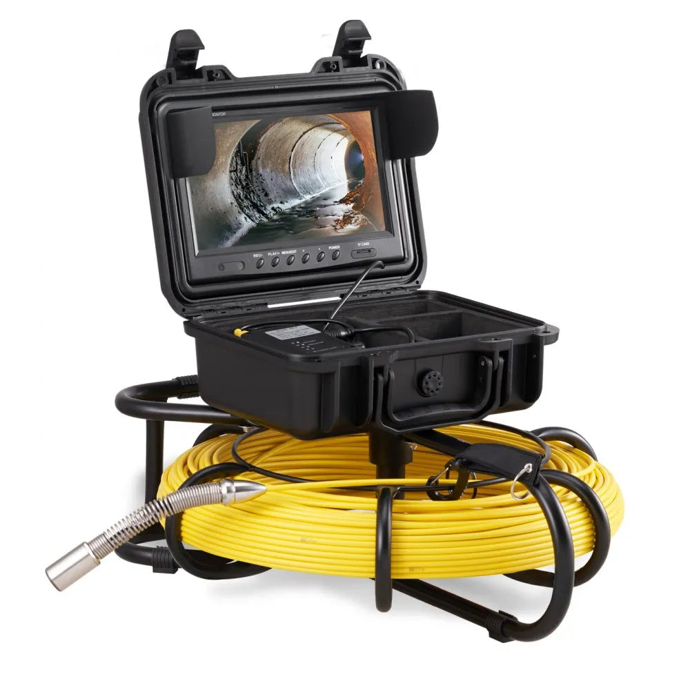 VEVOR Sewer Camera, 300 ft/91.5 m, 9" Screen Pipeline Inspection Camera with DVR Function, Waterproof IP68 Camera w/12 Adjustable LEDs, w/a 16G SD Card, for Sewer Line, Home, Duct Drain Pipe Plumbing