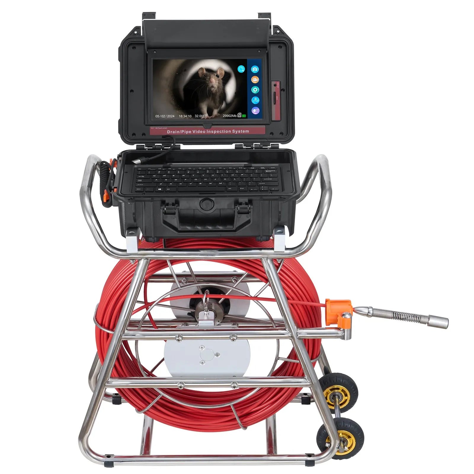 VEVOR Sewer Camera 328 ft/100m Self-Leveling Drain Camera with 10.1" Touchscreen