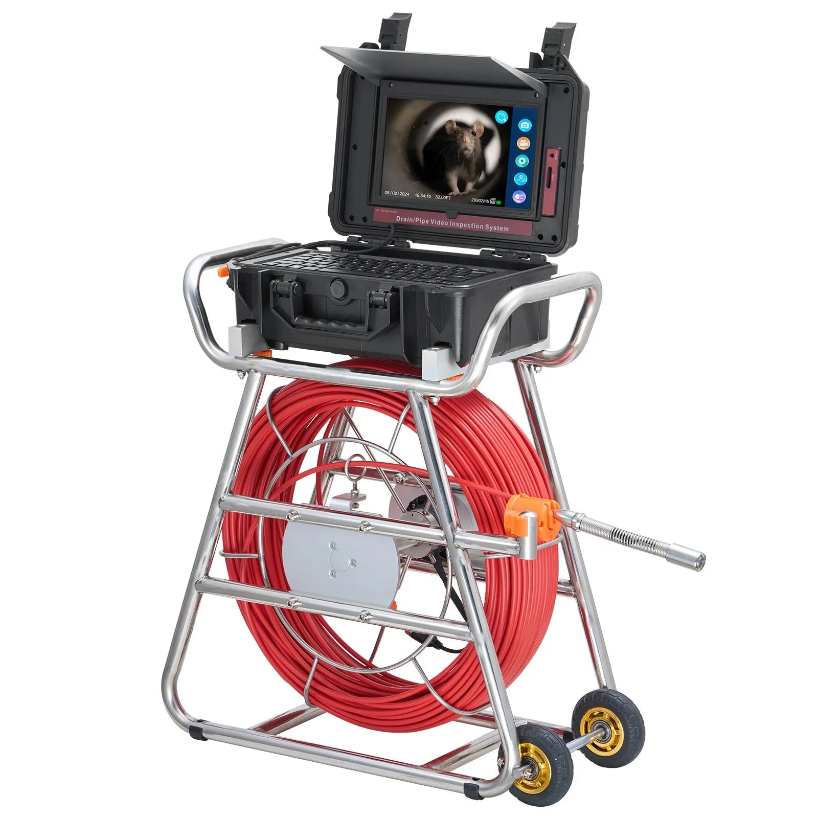 VEVOR Sewer Camera 328 ft/100m Self-Leveling Drain Camera with 10.1" Touchscreen