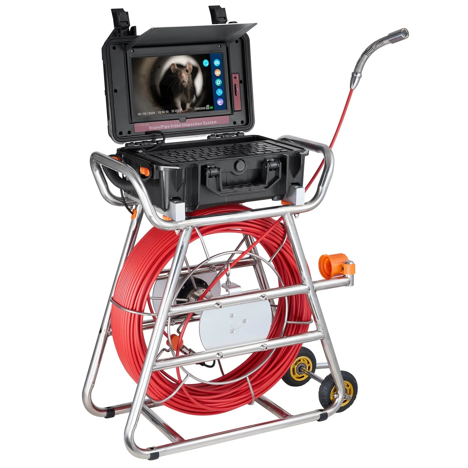 VEVOR Sewer Camera 328 ft/100m Self-Leveling Drain Camera with 10.1" Touchscreen