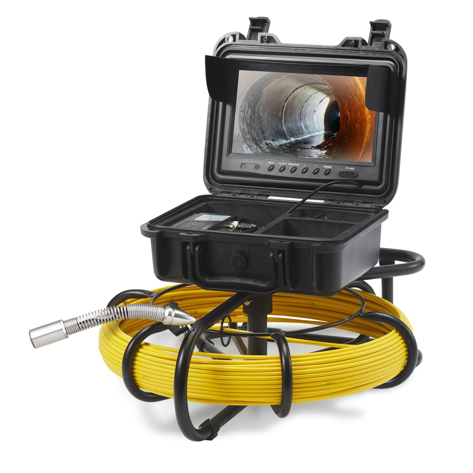 VEVOR Sewer Camera, 164 ft/50 m, 9" Screen Pipeline Inspection Camera with DVR Function, Waterproof IP68 Camera w/12 Adjustable LEDs, w/a 16G SD Card, for Sewer Line, Home, Duct Drain Pipe Plumbing