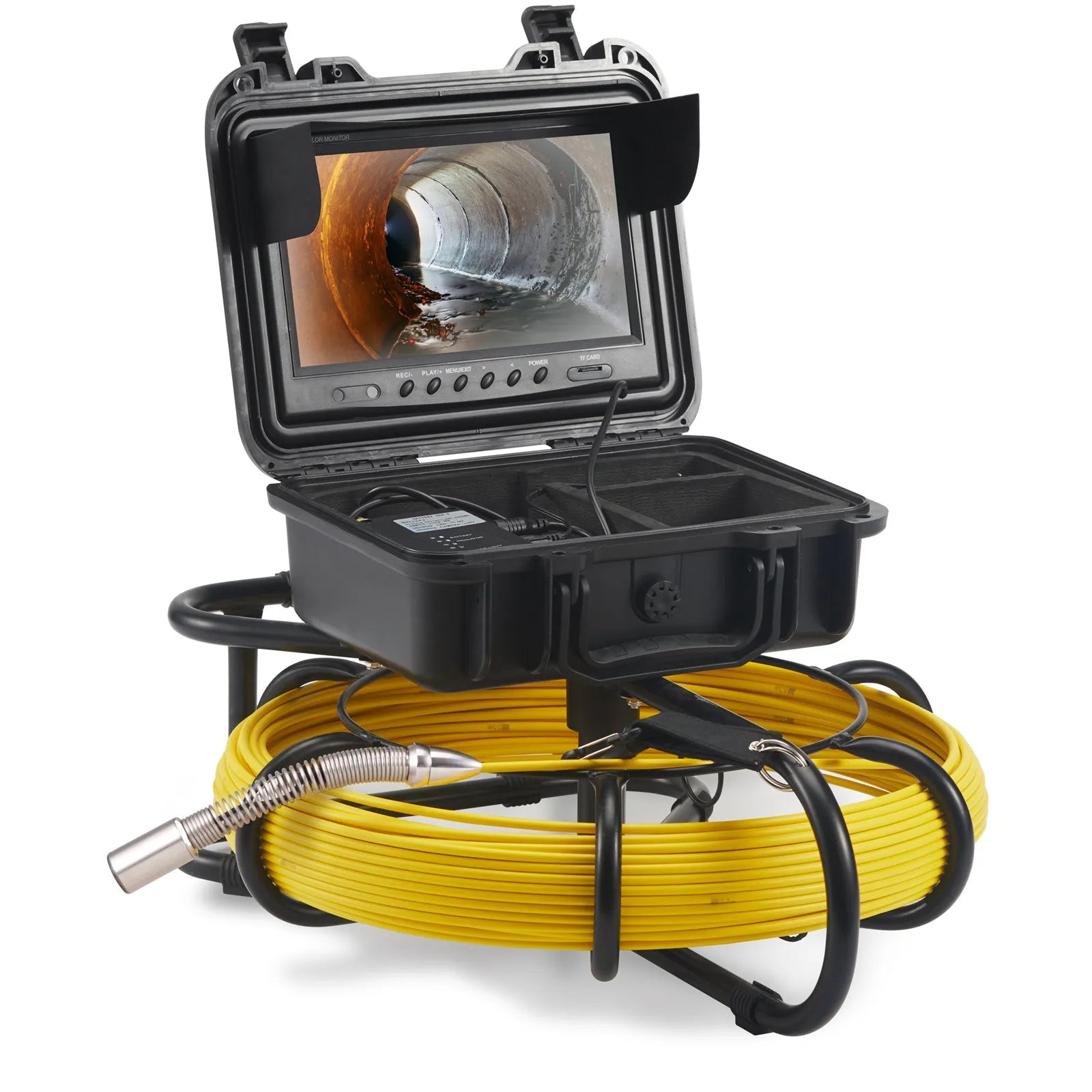 VEVOR Sewer Camera, 164 ft/50 m, 9" Screen Pipeline Inspection Camera with DVR Function, Waterproof IP68 Camera w/12 Adjustable LEDs, w/a 16G SD Card, for Sewer Line, Home, Duct Drain Pipe Plumbing
