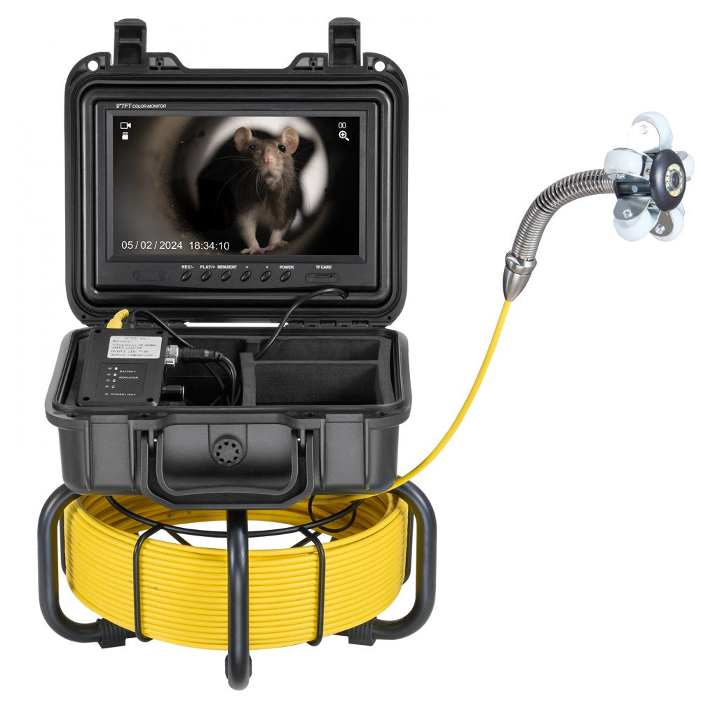 VEVOR Sewer Camera 165 ft/50m Self-Leveling Drain Camera with 9"  Screen 36X Zoom