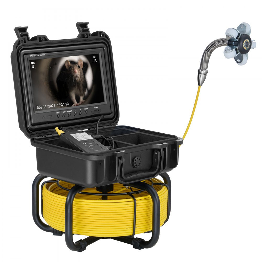 VEVOR Sewer Camera 165 ft/50m Self-Leveling Drain Camera with 9"  Screen 36X Zoom