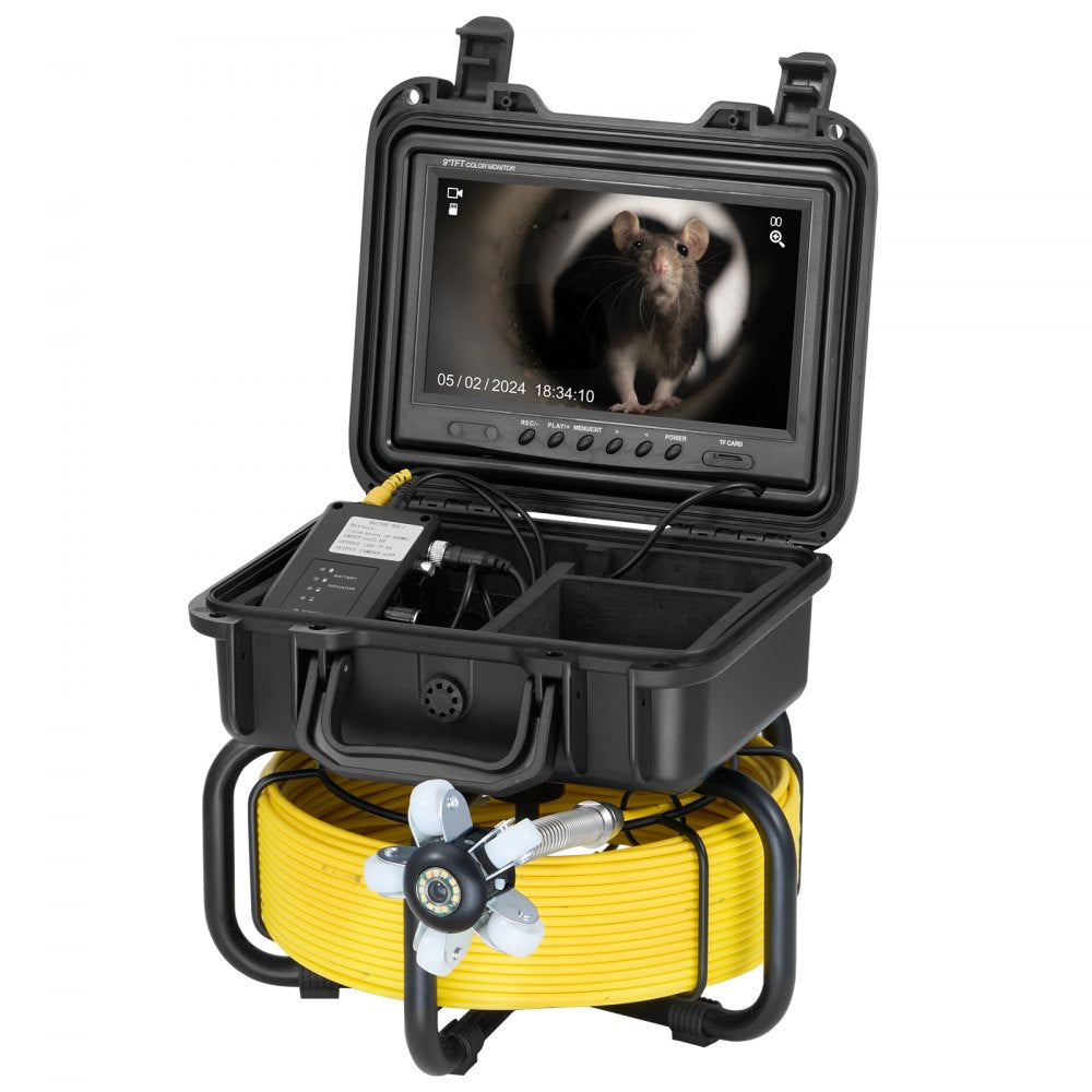 VEVOR Sewer Camera 165 ft/50m Self-Leveling Drain Camera with 9"  Screen 36X Zoom