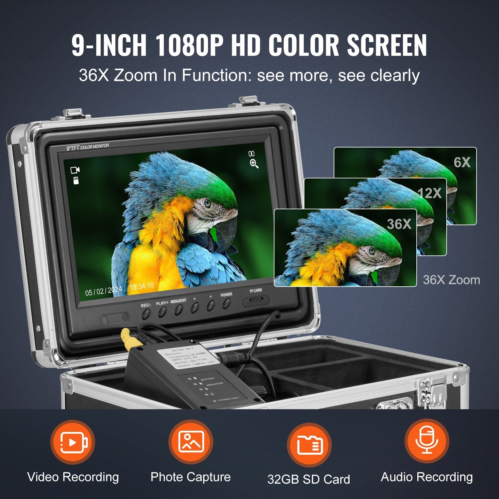 VEVOR Sewer Camera 98 ft/30 m Self-Leveling Drain Duct Camera with 512Hz Locator