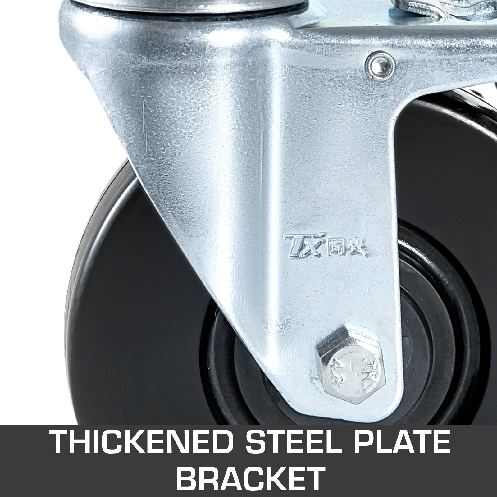 VEVOR 4 Pack 5" Scaffolding Rubber Swivel Caster Wheels with Dual Locking Heavy Duty Casters 1" Solid Round Stem 280LBS Capacity Per Wheel for Warehousing and Industrial Equipment