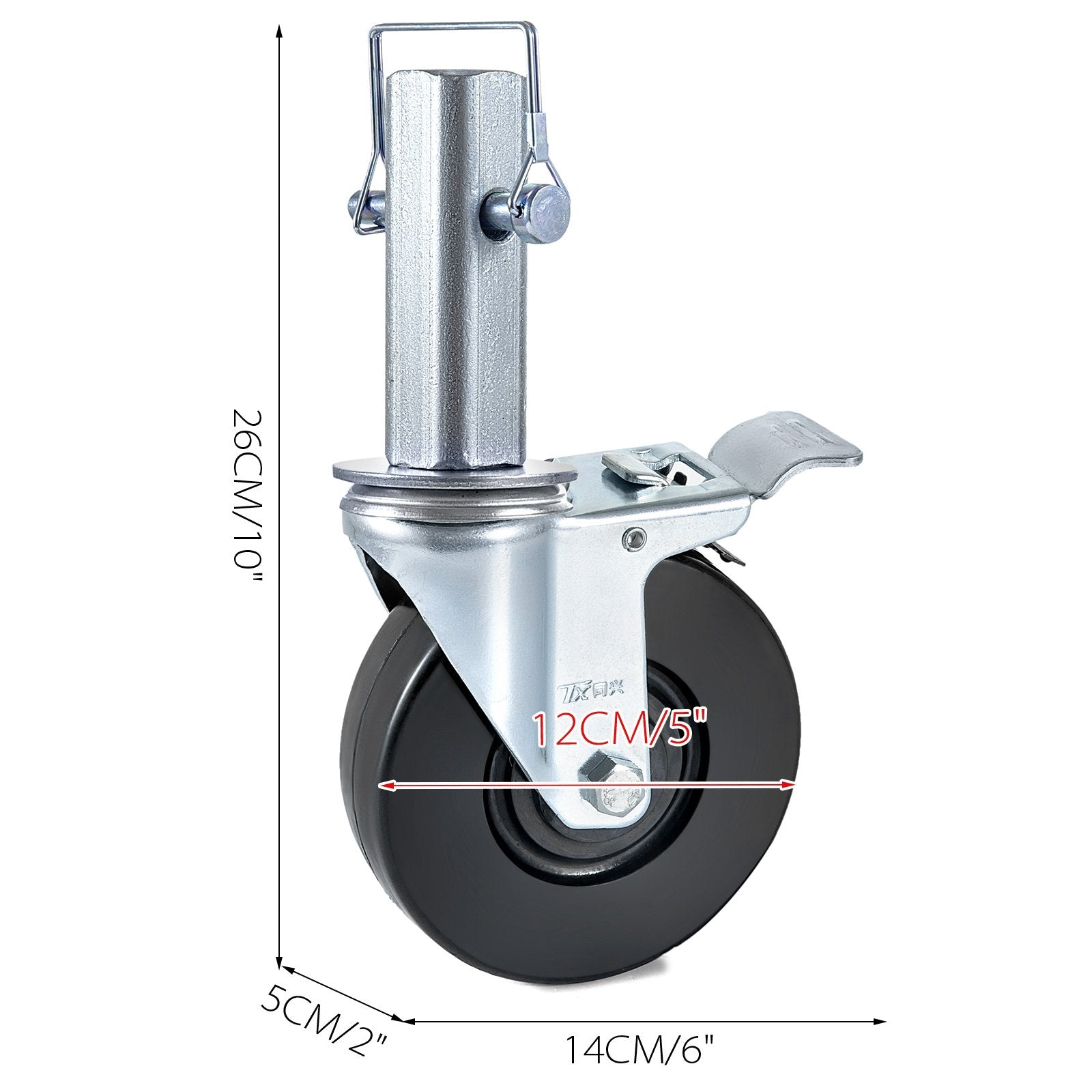 VEVOR 4 Pack 5 Inch Iron Core Polyurethane Swivel Caster with Dual Locking Brake Adjustable Legs 440 LBS Capacity per Wheel