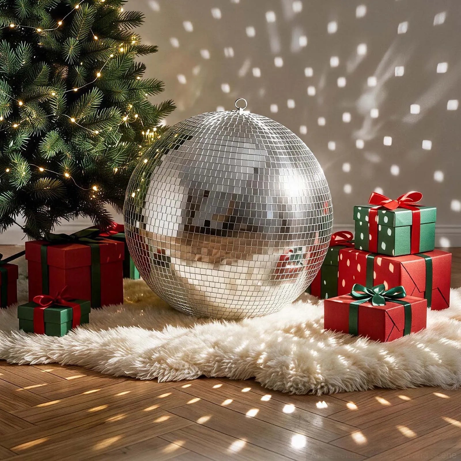 16-Inch Mirror Disco Ball – Silver Reflective Glass Hanging Ball for Parties, Weddings & Events