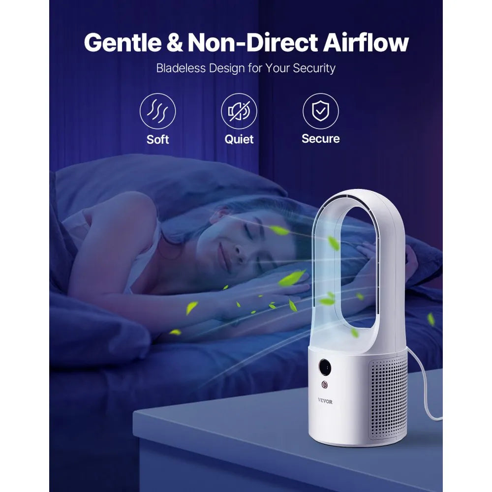 VEVOR Portable Desk Bladeless Fan 12.99" 6-Speed Quiet Fan for Bedroom & Office