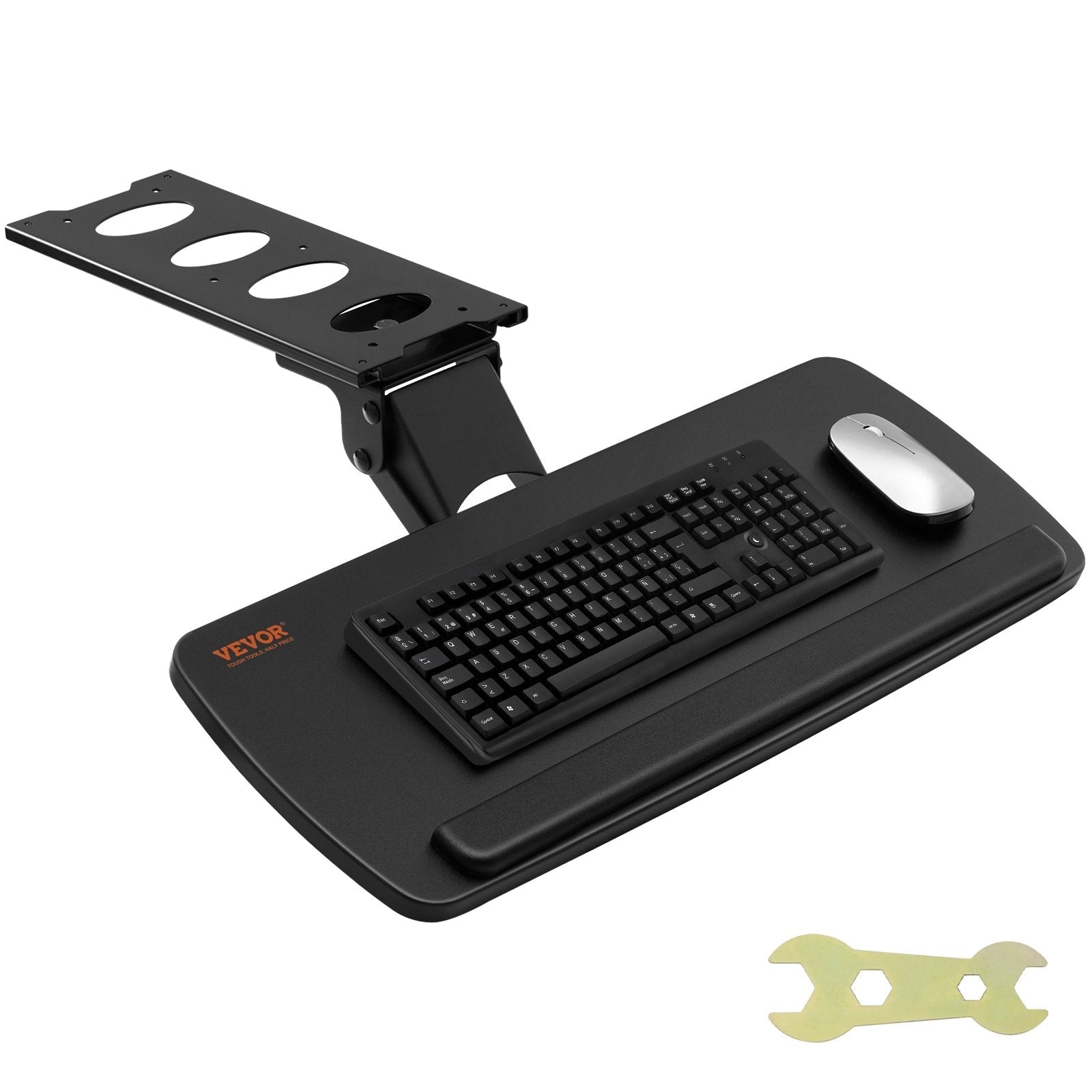 VEVOR Keyboard Tray Under Desk, Height and Angle Adjustable Ergonomic Keyboard/Mouse Tray Under Desk, Large 25x9.8 inch Slide-out Computer Drawer for Typing in Home, Office Work