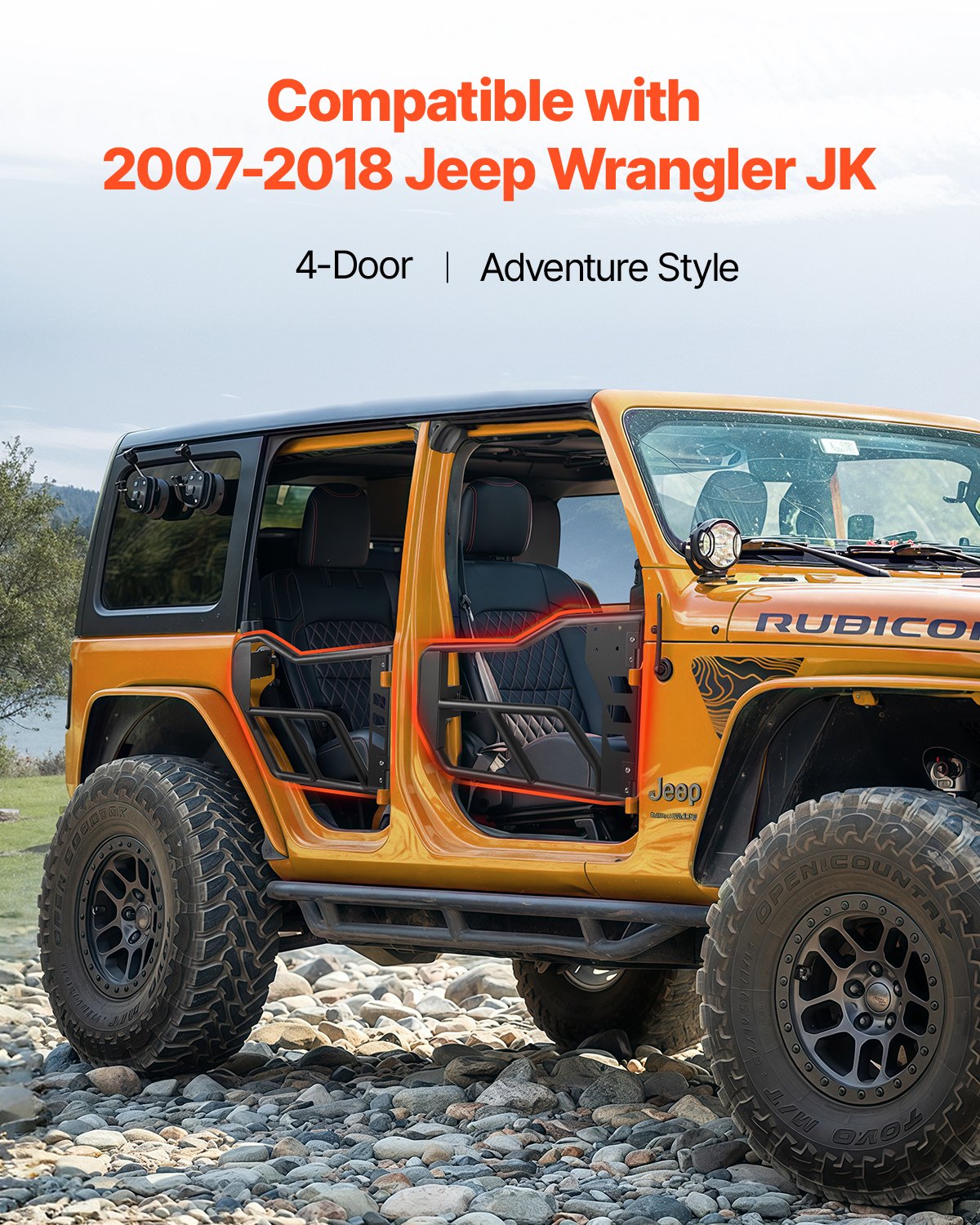 VEVOR 4-Door Jeep Tube Doors Jeep Tubular Door for 2007-2018 Jeep Wrangler JK