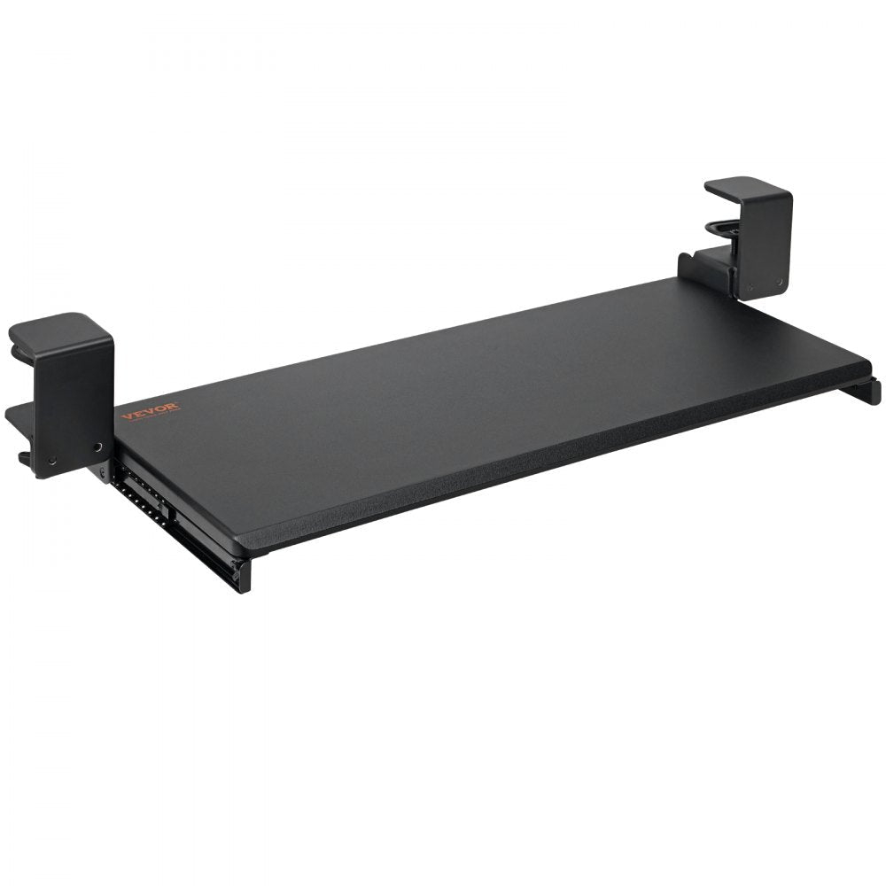 VEVOR Keyboard Tray Under Desk, Pull out Keyboard/Mouse Tray Under Desk with Sturdy No-drill C Clamp Mount, Large 26.8 x 11 inch Slide-out Computer Drawer for Typing in Home, Office Work