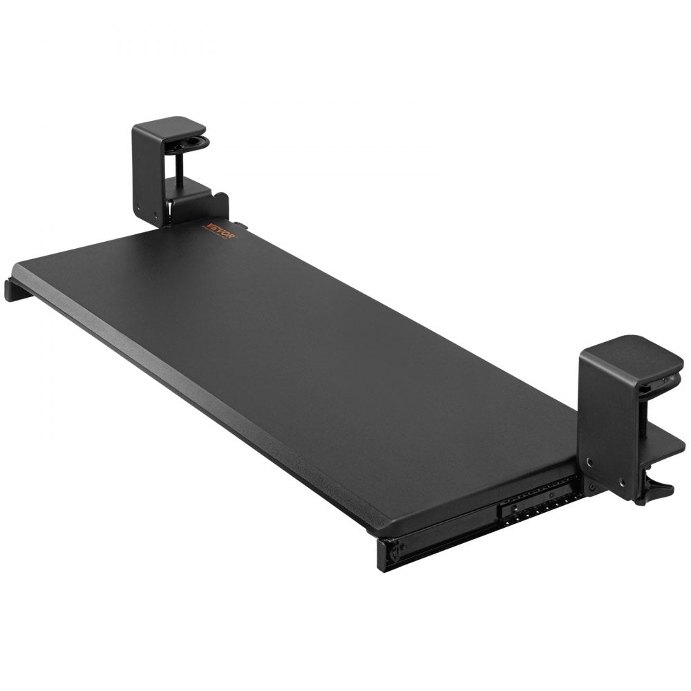VEVOR Keyboard Tray Under Desk, Pull out Keyboard/Mouse Tray Under Desk with Sturdy No-drill C Clamp Mount, Large 26.8 x 11 inch Slide-out Computer Drawer for Typing in Home, Office Work