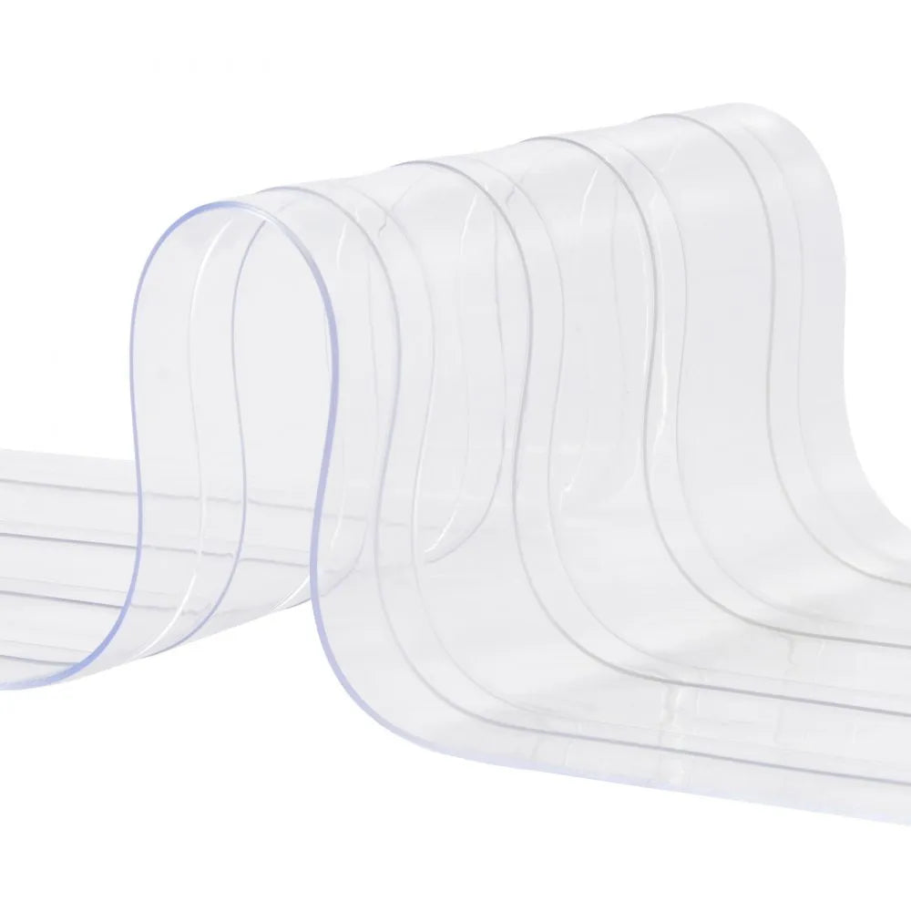 VEVOR Strip Curtain, 150' Length x 8" Width x 0.08" Thickness, Clear Ribbed PVC Curtain Strip Door Bulk Roll, Plastic Door Strips for Doorways of Supermarket, Garage, Warehouse, Barn, Pet Animal House