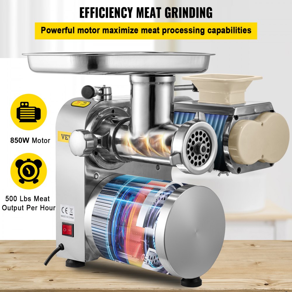 VEVOR Electric Meat Grinder, 160 kg/h Commercial Meat Slicer, Stainless Steel 1100W Meat Cutter Machine Meat Grinder, Commercial Heavy Duty Sausage Maker Grinder Meat Mincer for Commercial