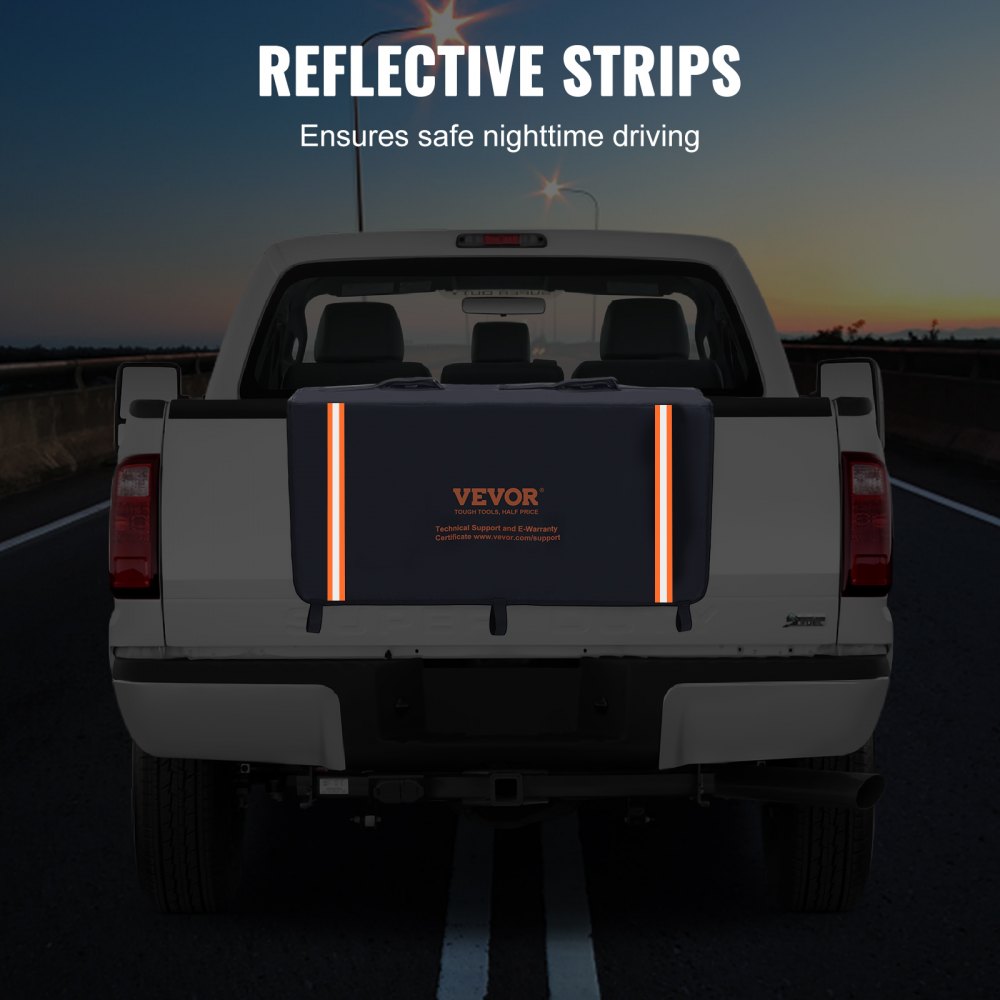 VEVOR Tailgate Bike Pad, 33" Truck Tailgate Pad Carry 2 Mountain Bikes, Tailgate Protection Pad with Reflective Strips and Tool Pockets, Universal Tailgate Pad for Small-Size Pickup Trucks