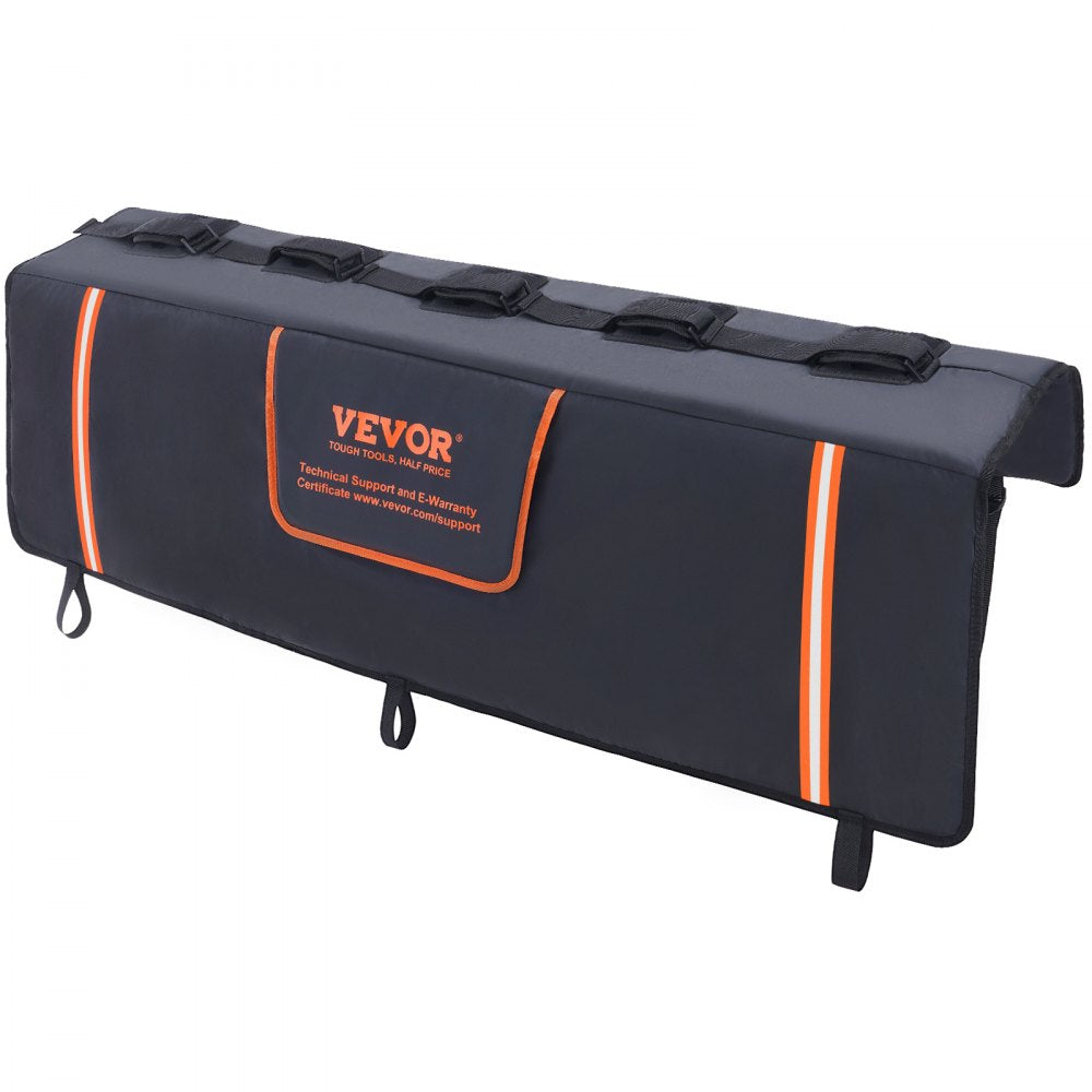 VEVOR Tailgate Bike Pad, 53" Truck Tailgate Pad Carry 5 Mountain Bikes, Tailgate Protection Pad with Reflective Strips and Tool Pockets, Tailgate Pad with Camera Opening for Mid-Size Pickup Trucks