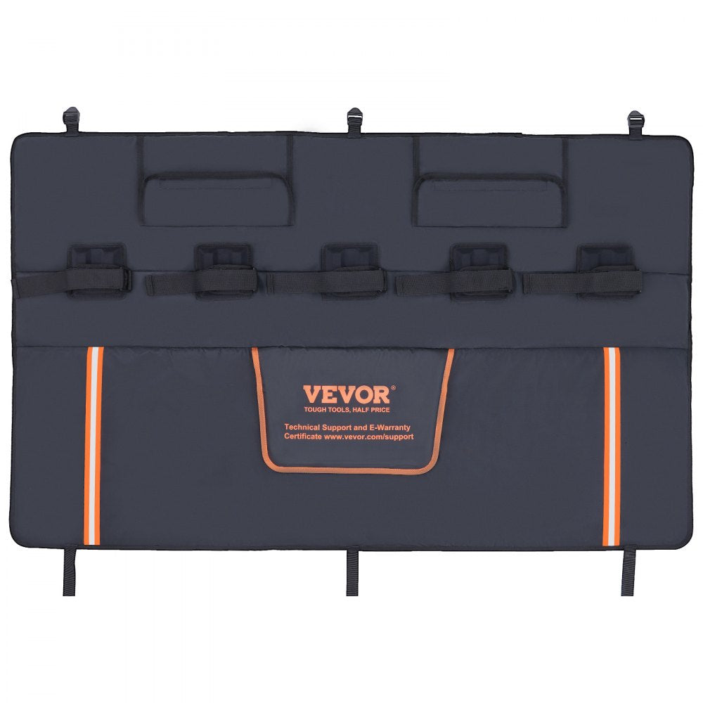VEVOR Tailgate Bike Pad, 53" Truck Tailgate Pad Carry 5 Mountain Bikes, Tailgate Protection Pad with Reflective Strips and Tool Pockets, Tailgate Pad with Camera Opening for Mid-Size Pickup Trucks