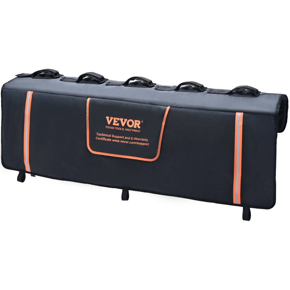 VEVOR Tailgate Bike Pad, 53" Truck Tailgate Pad Carry 5 Mountain Bikes, Tailgate Protection Pad with Reflective Strips and Tool Pockets, Tailgate Pad with Camera Opening for Mid-Size Pickup Trucks