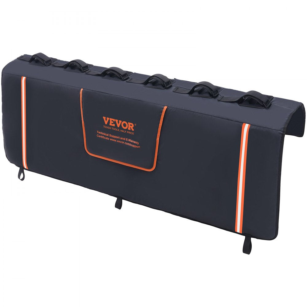 VEVOR Tailgate Bike Pad, 62" Truck Tailgate Pad Carry 6 Mountain Bikes, Tailgate Protection Pad with Reflective Strips and Tool Pockets, Flap for Handle and Rear Camera, for Mid-Size Pickup Trucks