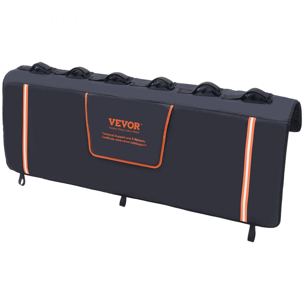 VEVOR Tailgate Bike Pad, 62" Truck Tailgate Pad Carry 6 Mountain Bikes, Tailgate Protection Pad with Reflective Strips and Tool Pockets, Flap for Handle and Rear Camera, for Mid-Size Pickup Trucks