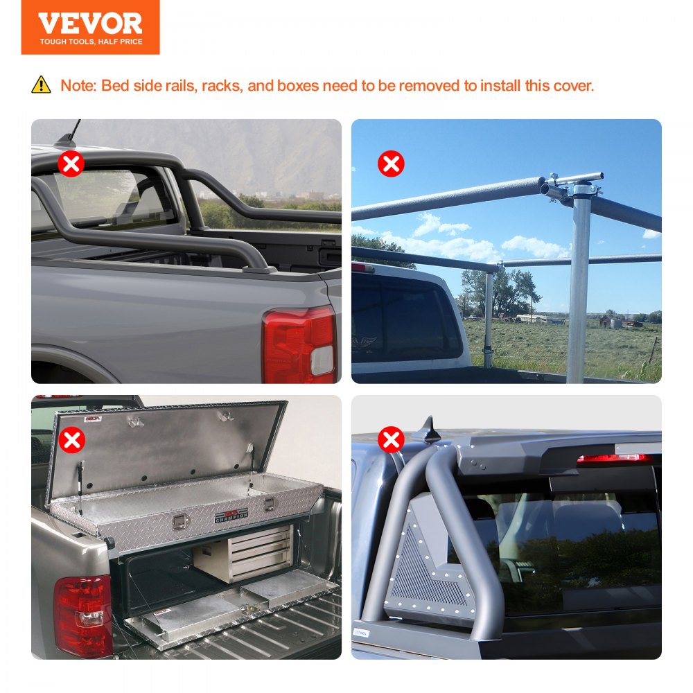 VEVOR Truck Bed Cover, Roll Up Truck Bed Tonneau Cover, Compatible with 2002-2018 Dodge Ram 1500, 2003-2024 2500 3500, 2019-2024 Classic, for 6.4 x 5.5 ft Bed, Soft PVC material, Roll Up Tonneau Cover