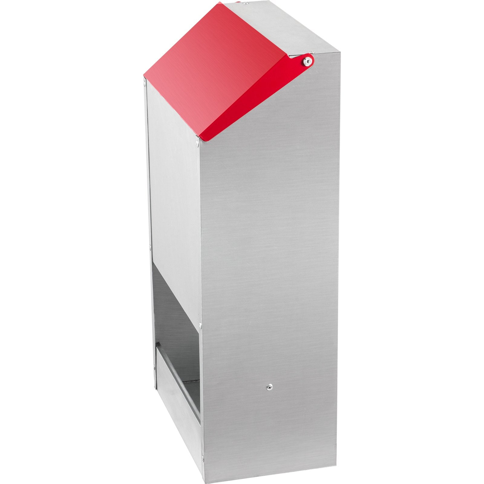 VEVOR Galvanized Poultry Feeder Holds 50lbs of Feed Chicken Feeders No Waste 13.8x11x25.6in Hanging Chicken Feeder with Lid Weatherproof Outdoor Coop Food Dispenser Tilted lid