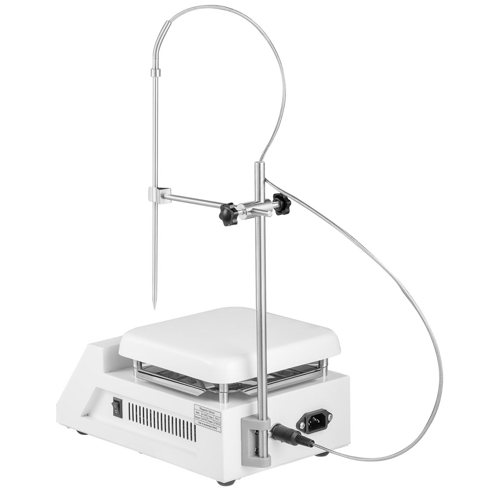 VEVOR Magnetic Stirrer Hot Plate, 200-2000 RPM Digital Hotplate Magnetic Stirrer, 2L Lab Heating Plate Stirrer w/ Support Stand, Max 572°F / 300°C Heating Temperature 500W Heating Power for Lab Mixing