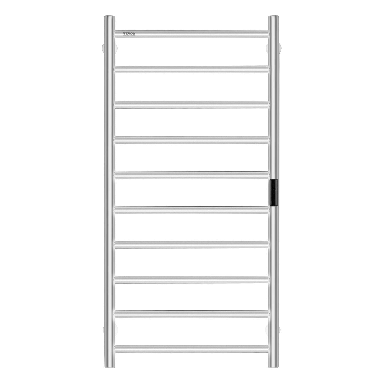 VEVOR 10 Bars Towel Warmer Rack Wall Mounted Heated Towel Rack Bathroom Silver