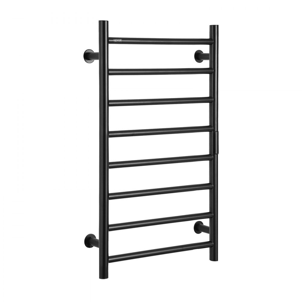 VEVOR 8 Bars Towel Warmer Rack Wall Mounted Heated Towel Rack for Bathroom Black