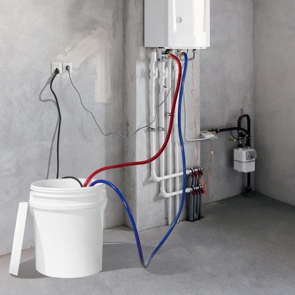 VEVOR Tankless Water Heater Flushing Kit, Includes Efficient Pump & 3.7 Gallon Pail & 2 Hoses, Wrench and Adapter for Quick Install, Easy to Start Water Heater Flush Descale Kit Anti-corrosion