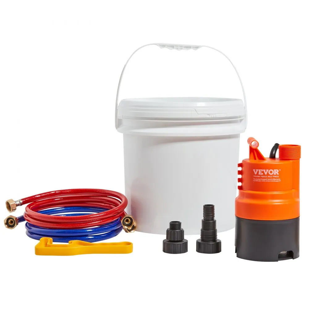 VEVOR Tankless Water Heater Flushing Kit, Includes Efficient Pump & 3.7 Gallon Pail & 2 Hoses, Wrench and Adapter for Quick Install, Easy to Start Water Heater Flush Descale Kit Anti-corrosion
