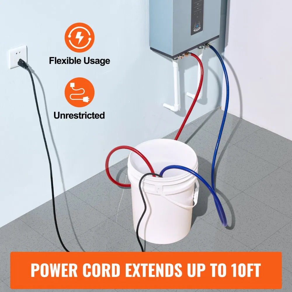 Tankless Water Heater Flushing Kit with Pump, 5-Gallon Pail, 2 Hoses and Descaling Powder