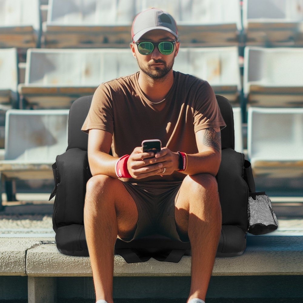 VEVOR Double Heated Stadium Seat with Back Support, 3 Level Heating Wide Bleacher Seat, Folding Portable Padded Reclining Chair with Hook Pocket Cupholder, Ideal for Sport Event Beach Camping Concert