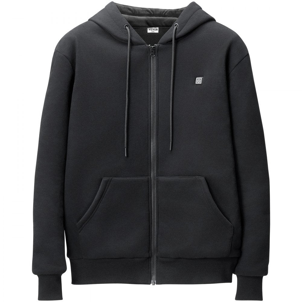 VEVOR Heated Hoodie Sweatshirt Zip Up Unisex with Battery for Men&Women M Black