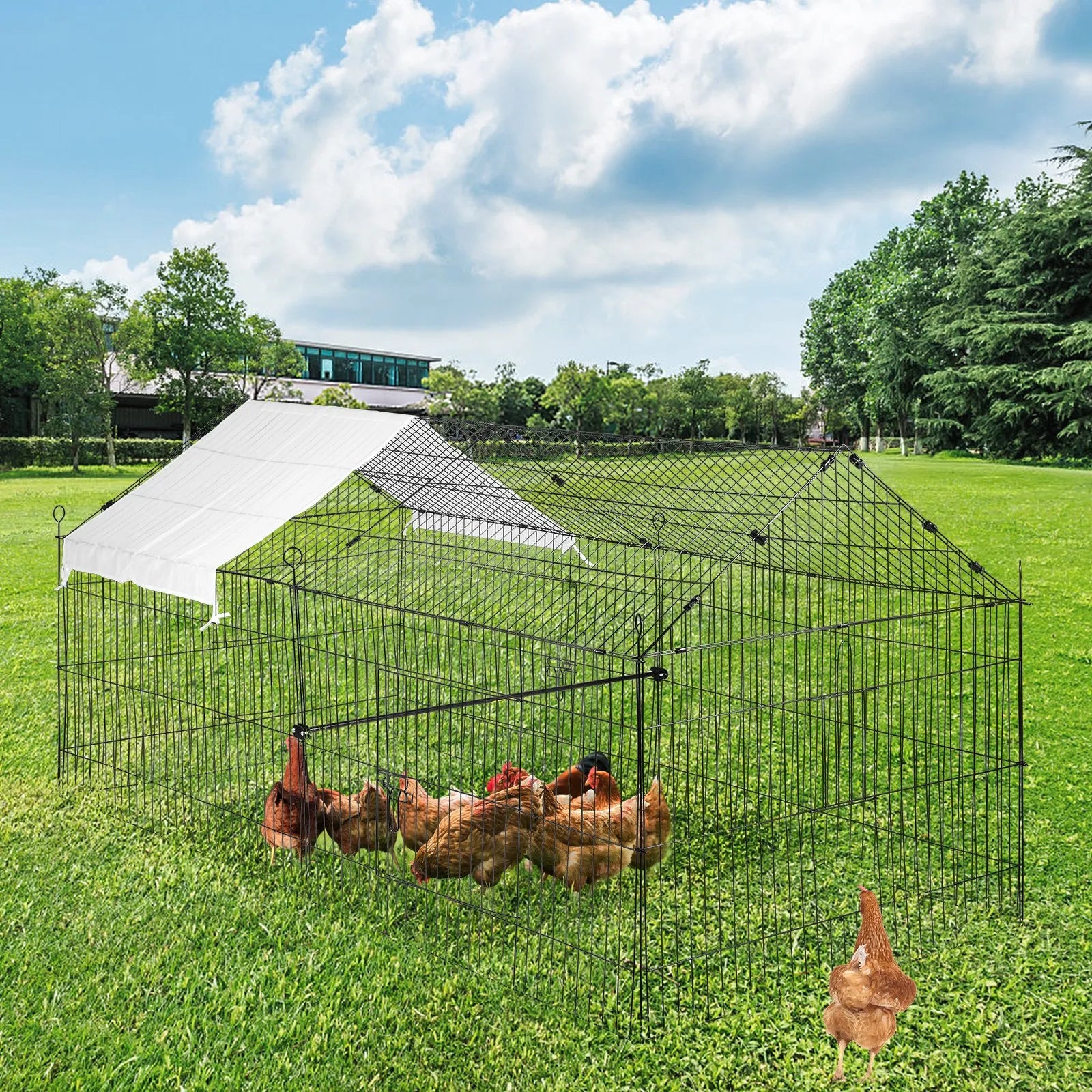 VEVOR Chicken Coop, 87" x 41.7" x 41", Rabbit Run Enclosure Pen with Waterproof and Sun-proof Cover for Outdoor, Indoor, Backyard, and Farm, Metal Pet Playpen Cage for Small Animals, Duck, Hen