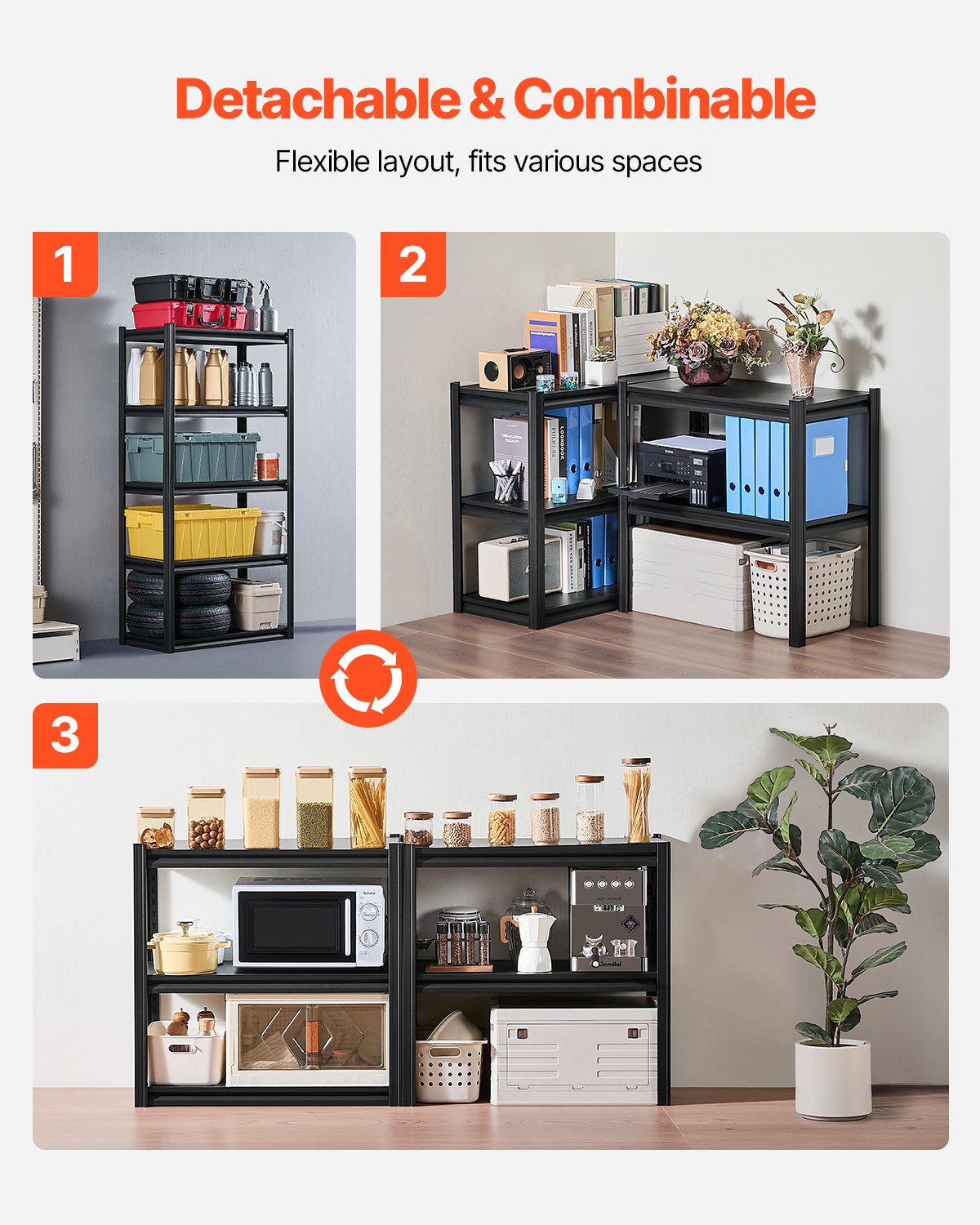 VEVOR Storage Shelves 16" D x 32" W x 63" H 5-tier Garage Storage Shelving