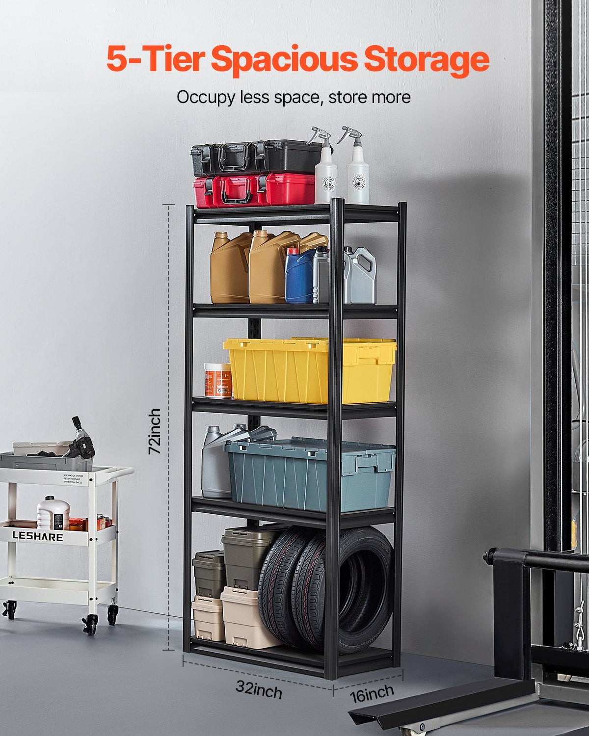VEVOR Storage Shelves 16" D x 32" W x 72" H 5-tier Garage Storage Shelving